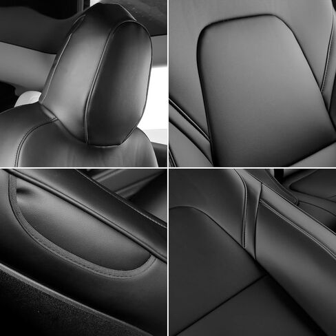 IKON MOTORSPORTS, Full Set Car Seat Covers Compatible with 2020-2024 Tesla Model Y 4-Door, White Silicone Leather Front & Rear 5-Seat Seat Cover Cushion Protectors 11PCS, 2021 2022 in Saudi Arabia