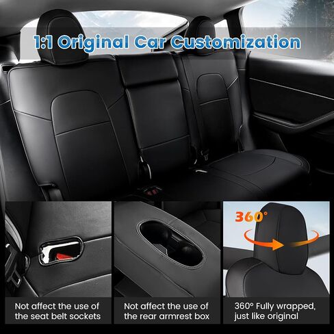 IKON MOTORSPORTS, Full Set Car Seat Covers Compatible with 2020-2024 Tesla Model Y 4-Door, White Silicone Leather Front & Rear 5-Seat Seat Cover Cushion Protectors 11PCS, 2021 2022 in Saudi Arabia