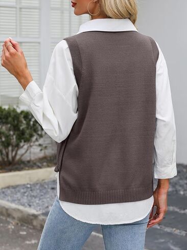 ANRABESS Womens Sweater Vest Summer Sleeveless Crewneck Ribbed Knit Side Button Pullover Tank Tops 2025 Spring Trendy Outfits in Kuwait