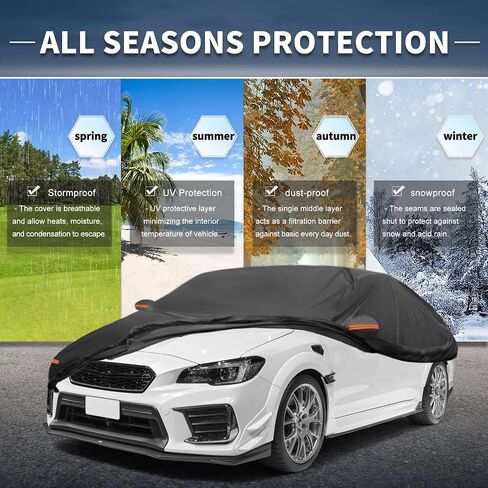 X AUTOHAUX Car Cover Outdoor Waterproof Sun Rain Snow Hail Protection with Left Side Door Zipper 210D-PU for Subaru WRX Sedan in Saudi Arabia