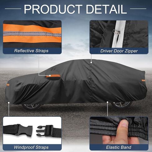 X AUTOHAUX Car Cover Outdoor Waterproof Sun Rain Snow Hail Protection with Left Side Door Zipper 210D-PU for Subaru WRX Sedan in Saudi Arabia