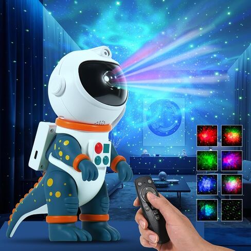 LOVME Galaxy Star Projection Night Light, Dinosaur Astronaut Space Projector with 8 Modes Starry Nebula Effects, Timer & Remote Control, Bedroom Ceiling Decor for Kids, Christmas Birthday Gift(Green) in Saudi Arabia