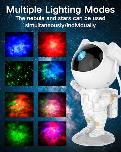 Galaxy Projector Astronaut Night Light، Star Projector Galaxy Light LED Lamp، 8 تأثيرات سديم ونجوم، مع جهاز تحكم عن بعد، ديكور الغرفة الجمالي، هدايا لعيد الميلاد، أعياد الميلاد، العطلات in Saudi Arabia