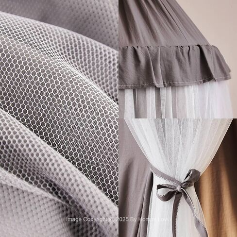 Double Layers Bed Canopy with Star Lights, 3 Pieces Layers Canopy for Girls Bed, Princess Round Dome Dreamy Play Tent, Hanging Kids Reading Nook Mosquito Net, Machine Washable - Pink in Saudi Arabia
