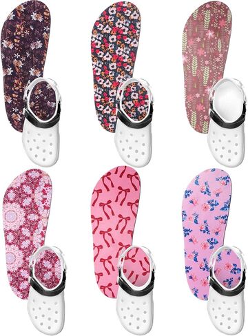 6 Pairs Shoe Insoles for Clog Garden Breathable Shoe Insoles Inserts No Show Socks for Women Men(Vintage Pattern) in Saudi Arabia