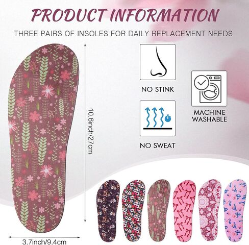 6 Pairs Shoe Insoles for Clog Garden Breathable Shoe Insoles Inserts No Show Socks for Women Men(Vintage Pattern) in Saudi Arabia