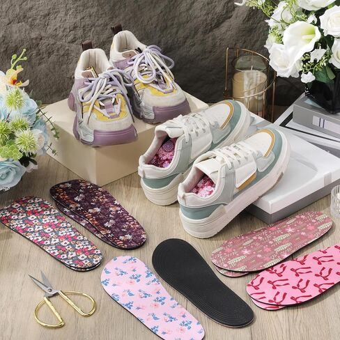 6 Pairs Shoe Insoles for Clog Garden Breathable Shoe Insoles Inserts No Show Socks for Women Men(Vintage Pattern) in Saudi Arabia
