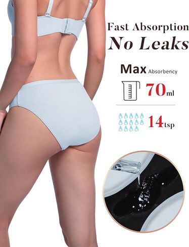 AIRCUTE Washable Leak Proof Incontinence Underwear for Women Absorbency Bladder Control Briefs 70ML,5 Pack (XL,5 Colors) in Kuwait