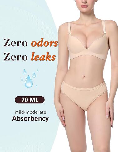 AIRCUTE Washable Leak Proof Incontinence Underwear for Women Absorbency Bladder Control Briefs 70ML,5 Pack (XL,5 Colors) in Kuwait