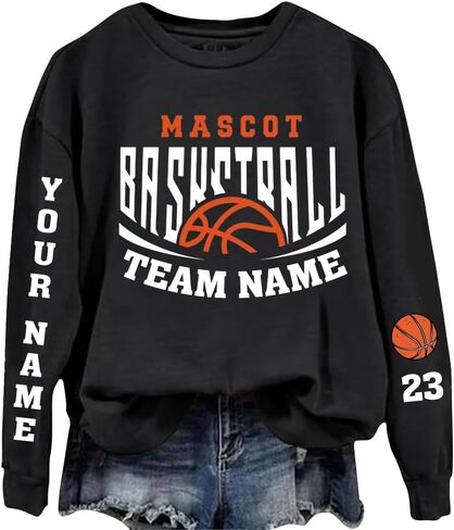 Customized Basketball Sweatshirt, Your Name Basketball Shirt, Your Team Basketball Shirt, Gift for Mom in Saudi Arabia