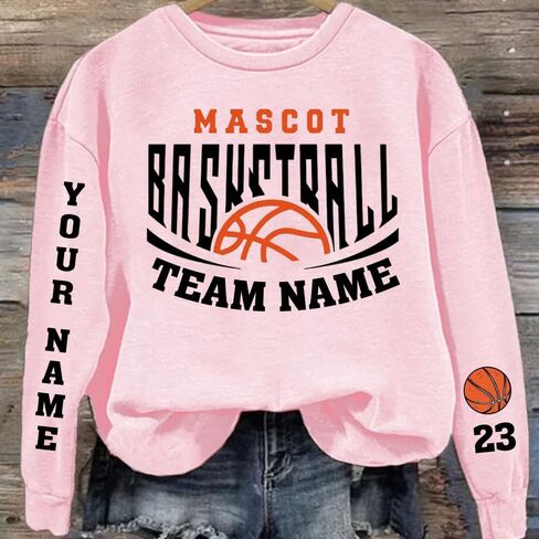 Customized Basketball Sweatshirt, Your Name Basketball Shirt, Your Team Basketball Shirt, Gift for Mom in Saudi Arabia