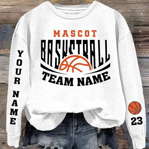 Customized Basketball Sweatshirt, Your Name Basketball Shirt, Your Team Basketball Shirt, Gift for Mom in Saudi Arabia