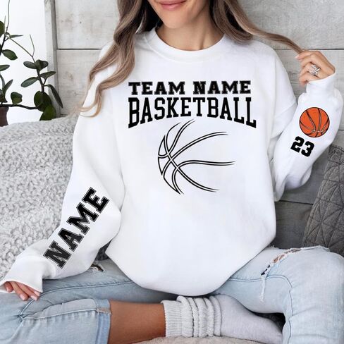 Customized Basketball Sweatshirt, Your Name Basketball Shirt, Your Team Basketball Shirt, Gift for Mom in Saudi Arabia