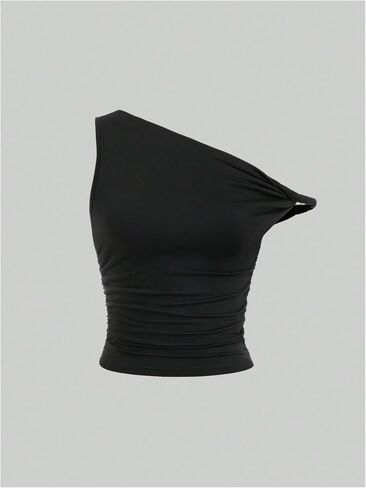 SOLY HUX Women's 2 Piece Tank Top Asymmetrical Neck Twist Ruched Sleeveless Going Out Tops in Saudi Arabia