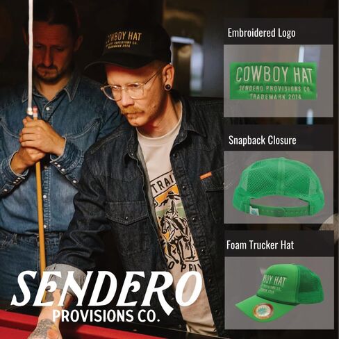 Sendero Provisions Co. Cowboy Adjustable Snapback Foam Trucker Hat with Embroidered Design & Mesh Back for Breathability (Black/Gold) - One Size in Kuwait