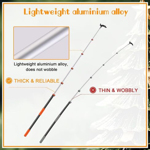 Pole for Hanging Christmas Lights, 3.8-12 FT Long Extension Pole with Utility Hook, Ladderless Telescopic Poles Christmas Outdoor String Light Installation Tool, Extend a Reach Rod Kit in Kuwait