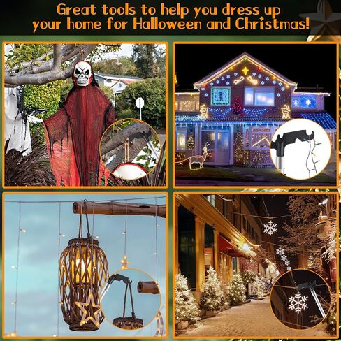 Pole for Hanging Christmas Lights, 3.8-12 FT Long Extension Pole with Utility Hook, Ladderless Telescopic Poles Christmas Outdoor String Light Installation Tool, Extend a Reach Rod Kit in Kuwait