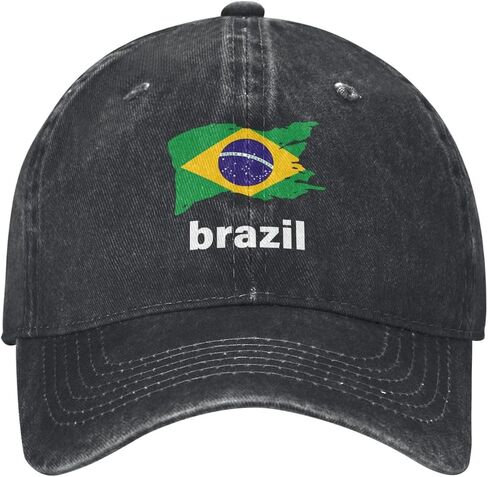 Brazil Flag Baseball Cap for Men Women Vintage Washed Twill Denim Dad Hats Adjustable Trucker Hat Outdoor Sport Caps Black in Saudi Arabia