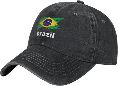Brazil Flag Baseball Cap for Men Women Vintage Washed Twill Denim Dad Hats Adjustable Trucker Hat Outdoor Sport Caps Black in Saudi Arabia