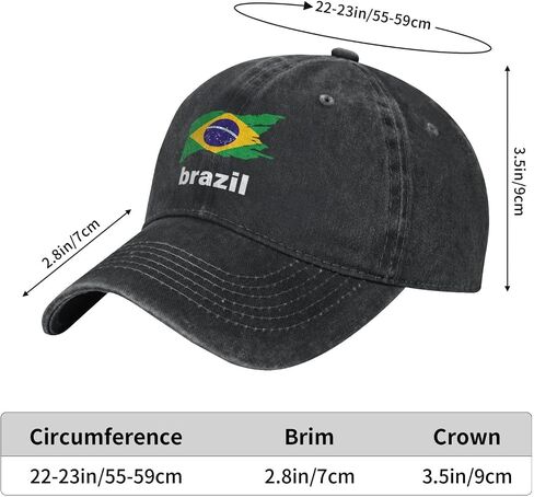 Brazil Flag Baseball Cap for Men Women Vintage Washed Twill Denim Dad Hats Adjustable Trucker Hat Outdoor Sport Caps Black in Saudi Arabia