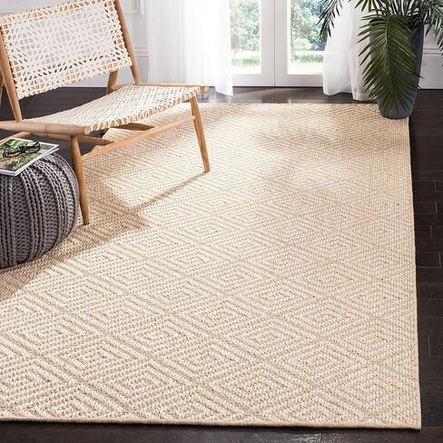 SAFAVIEH Palm Beach Collection Accent Rug - 4' x 6', Beige & Beige, Sisal Design, Non-Shedding & Easy Care, Ideal for High Traffic Areas in Entryway, Living Room, Bedroom (PAB360A) in Saudi Arabia