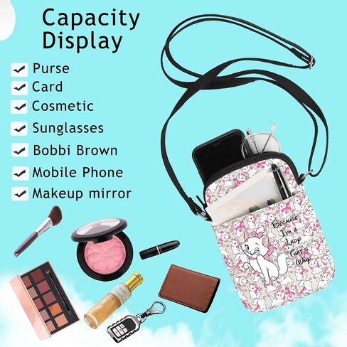 G2TUP Cartoon Cat Crossbody Bag Cats Lover Gifts Because I'm a Lady Shoulder Bag Cartoon Movie Themed Merch in Saudi Arabia