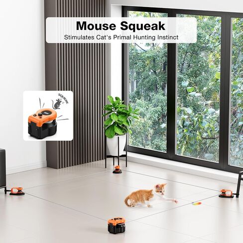 Pet Deluxe Interactive Cat Toy for Indoor Cats, Auto/Remote Control DIY Cat Mouse Hunting Treadmill Keep Bored Kitten Puppy Entertained to Chase, Feather Toy to Exercise-Sky Blue in Kuwait