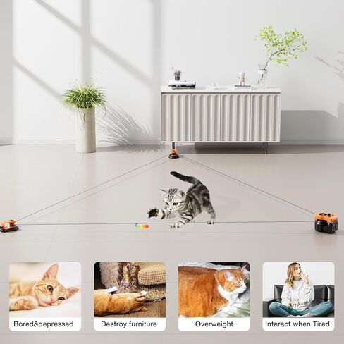 Pet Deluxe Interactive Cat Toy for Indoor Cats, Auto/Remote Control DIY Cat Mouse Hunting Treadmill Keep Bored Kitten Puppy Entertained to Chase, Feather Toy to Exercise-Sky Blue in Kuwait