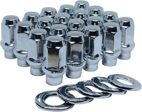 20 ET Conical Bulge Long Lug Nuts 9/16" with Center Washers 0.33" Shank 0.75" Dia 1.75" Length in Saudi Arabia