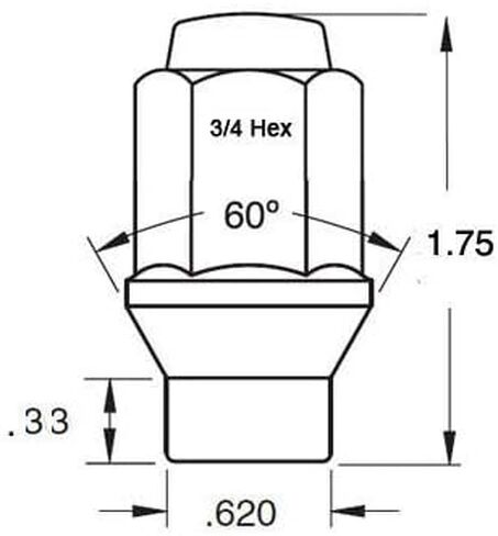 20 ET Conical Bulge Long Lug Nuts 9/16" with Center Washers 0.33" Shank 0.75" Dia 1.75" Length in Saudi Arabia
