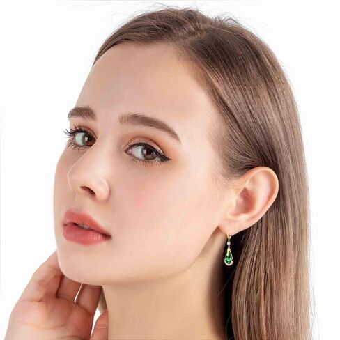 Trendy Austrian Crystal Teardrop Drop Huggie Dangle Earrings for Women 14k Rose Gold Plated Hypoallergenic Jewelry Gifts in Saudi Arabia