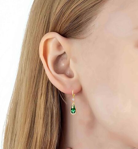 Trendy Austrian Crystal Teardrop Drop Huggie Dangle Earrings for Women 14k Rose Gold Plated Hypoallergenic Jewelry Gifts in Saudi Arabia
