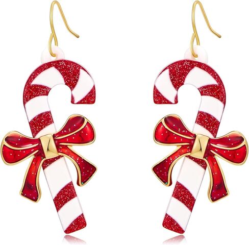 Cute Christmas Earrings for Women Holiday Martini Glass Dangle Earrings Colorful Candy Cane Cheer Earring Xmas Accessory in Kuwait