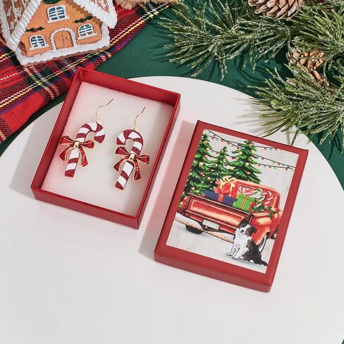 Cute Christmas Earrings for Women Holiday Martini Glass Dangle Earrings Colorful Candy Cane Cheer Earring Xmas Accessory in Kuwait