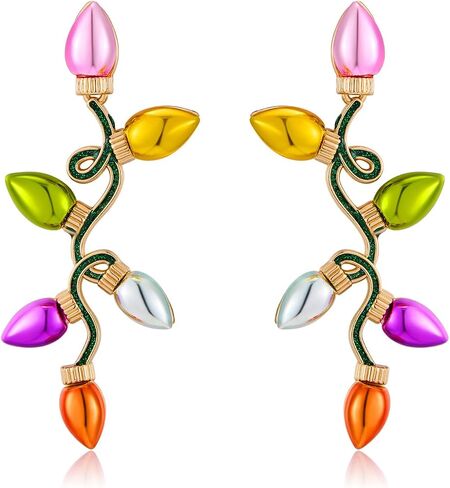 Cute Christmas Earrings for Women Holiday Martini Glass Dangle Earrings Colorful Candy Cane Cheer Earring Xmas Accessory in Kuwait