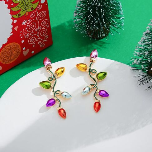 Cute Christmas Earrings for Women Holiday Martini Glass Dangle Earrings Colorful Candy Cane Cheer Earring Xmas Accessory in Kuwait