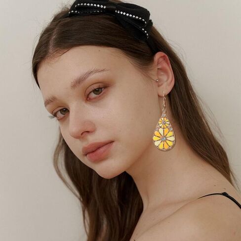 Boho Flower Teardrop Earrings Handmade Trendy Vintage Colorful Hollow Out Flower Floral Dangle Earrings Bohemian Ethnic Statement Jewelry in Saudi Arabia