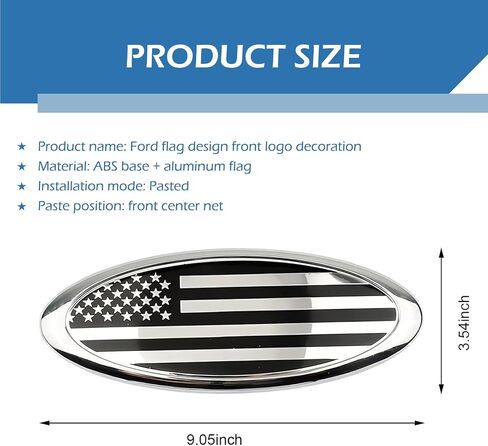 9 Inch Front Grille American Flag Emblem, Ford Rear Tailgate Emblem, Aluminum flag Nameplate for Ford F150 F250 F350, 11-14 Edge, 11-16 Explorer, 06-11 Ranger, 07-14 Expedition (Silver) in Saudi Arabia