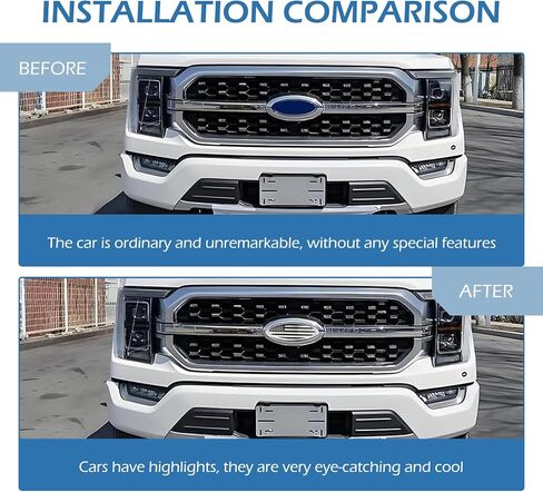 9 Inch Front Grille American Flag Emblem, Ford Rear Tailgate Emblem, Aluminum flag Nameplate for Ford F150 F250 F350, 11-14 Edge, 11-16 Explorer, 06-11 Ranger, 07-14 Expedition (Silver) in Saudi Arabia