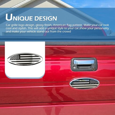 9 Inch Front Grille American Flag Emblem, Ford Rear Tailgate Emblem, Aluminum flag Nameplate for Ford F150 F250 F350, 11-14 Edge, 11-16 Explorer, 06-11 Ranger, 07-14 Expedition (Silver) in Saudi Arabia
