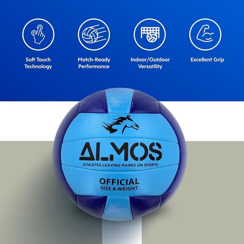 Almos Training Volleyball | Blue | Indoor Outdoor Volleyballs Sports Training Game Play Ball for Professionals| Adult | Official size in Saudi Arabia
