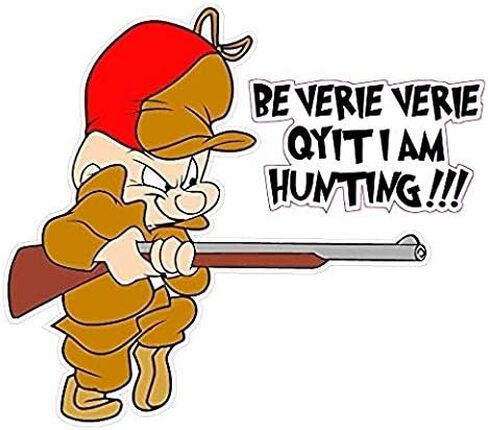 (مجموعة من 3) ملصق مطبوع Elmer Fudd Be Very Very Quiet I am Hunting - رسم ملصق - تلقائي، جدار، كمبيوتر محمول، خلية، ملصق شاحنة للنوافذ والسيارات والشاحنات in Saudi Arabia