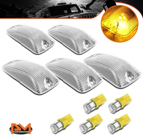 PM PERFORMOTOR 5Pcs White LED Cab Top Roof Running Lights Marker Lights Compatible with 88-02 Chevy/GMC C/K,Chrome Housing/Clear Lens in Saudi Arabia