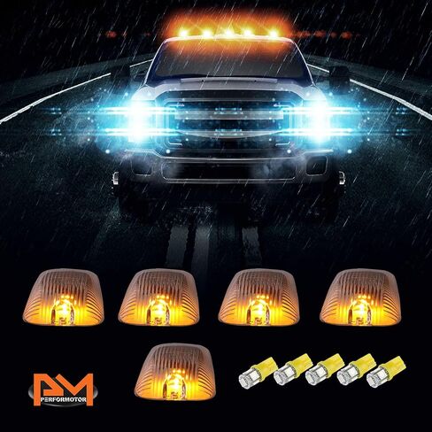 PM PERFORMOTOR 5Pcs White LED Cab Top Roof Running Lights Marker Lights Compatible with 88-02 Chevy/GMC C/K,Chrome Housing/Clear Lens in Saudi Arabia