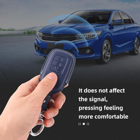 غطاء مفتاح جلدي لهوندا مع سلسلة مفاتيح متوافقة مع Honda Civic، Accord، Pilot، CR-V، HRV، CRZ، Fit، Odyssey، Ridgeline، Clarity EX EX-L المفتاح الذكي (أزرق) in Kuwait