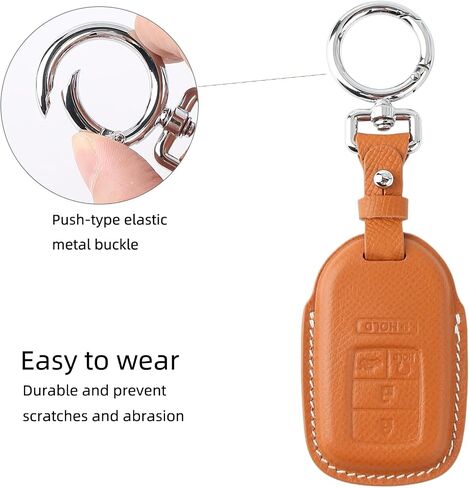 for Honda Leather Key Fob Cover with Keychain Compatible with Honda Civic, Accord, Pilot, CR-V, HRV, CRZ,Fit, Odyssey, Ridgeline, Clarity EX EX-L Smart key (Blue) in Saudi Arabia