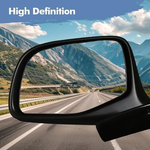 PM Auto Pair of 2 Left Driver Chrome/Flat-Right Passenger Side Chrome/Convex+Warning Manual Foldaway View Mirror Black Chrome For 1992-1996 Ford F-150 in Saudi Arabia