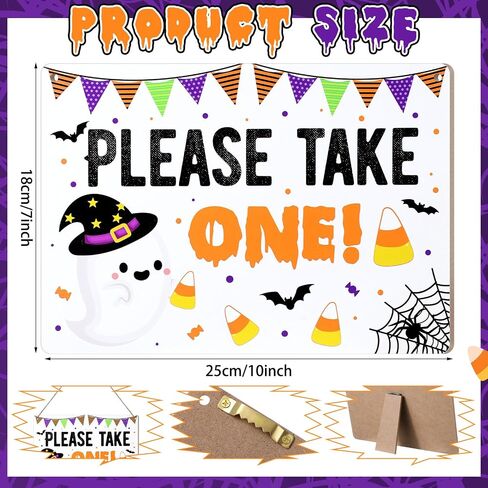 Yerliker Halloween Porch Sign for Candy Bowl Trick or Treat for Halloween Party Kitchen Cafe Patio Porch Home Front Door Wall Decoration Poster(Please Take One) in Saudi Arabia