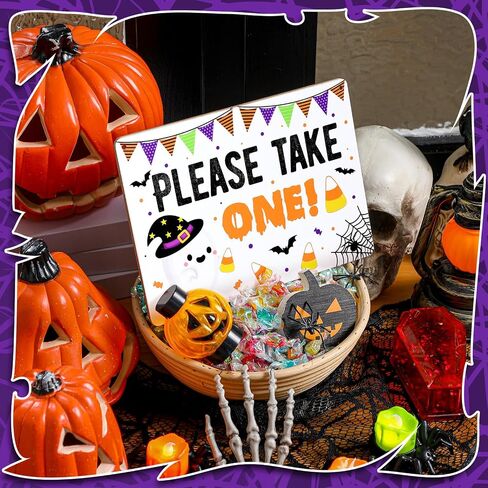 Yerliker Halloween Porch Sign for Candy Bowl Trick or Treat for Halloween Party Kitchen Cafe Patio Porch Home Front Door Wall Decoration Poster(Please Take One) in Saudi Arabia