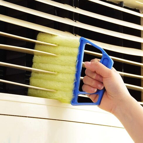 Blinds Cleaner Brush with Handle & Hook - 7-Finger Design for Blinds, Vents, Baseboards, and Dusting - Washable Reusable Cleaning Tool (Blue) in Saudi Arabia